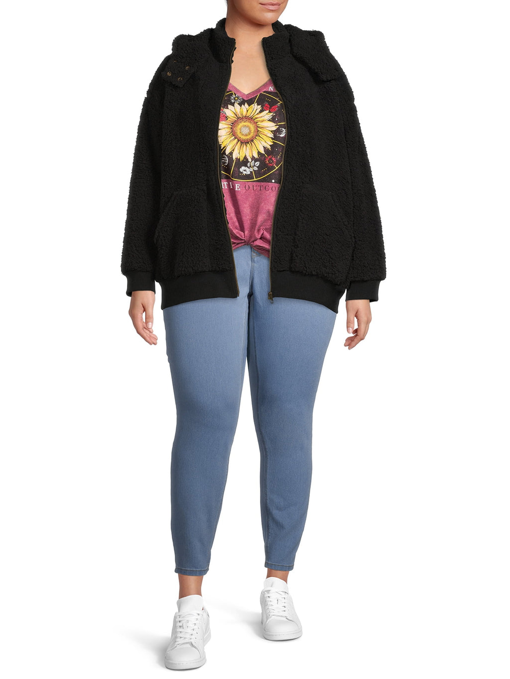 Women's Plus Size Full Zip Sherpa Jacket