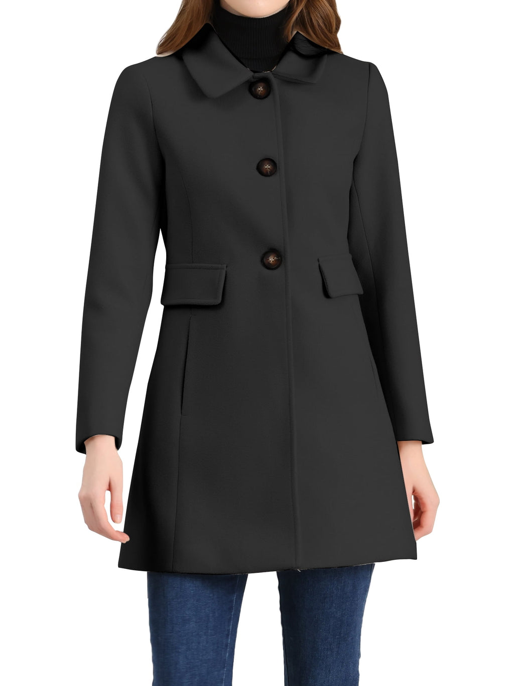 Women's Vintage Lapel Coat Single Breasted Mid-Length Winter Coat