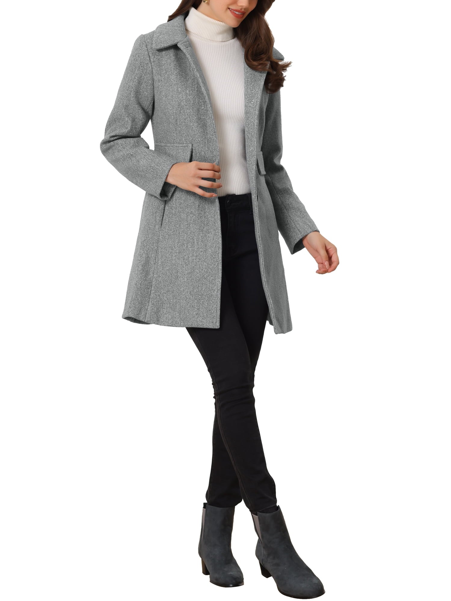 Women's Vintage Lapel Coat Single Breasted Mid-Length Winter Coat