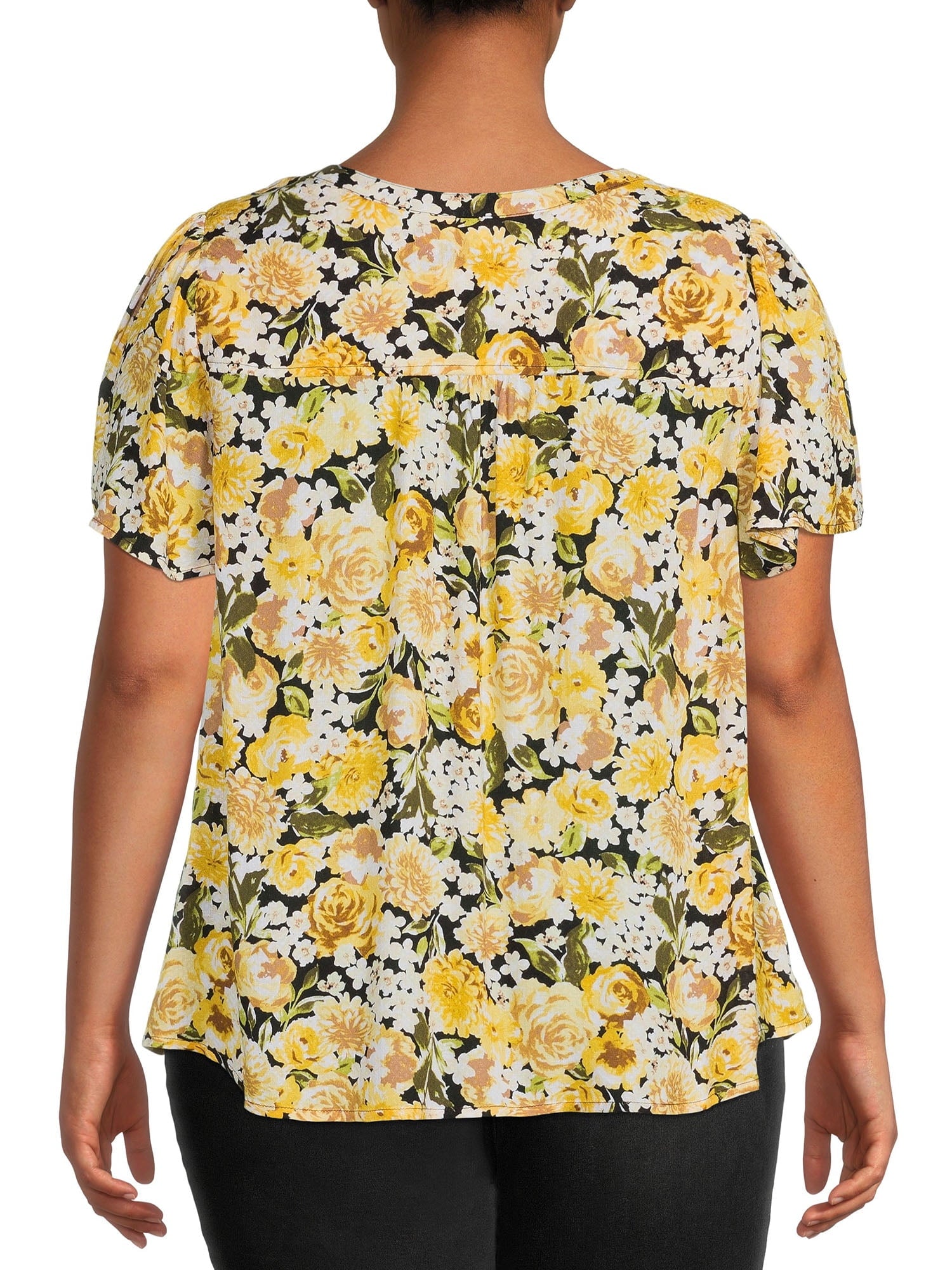 Women's Plus Size Pleated Short Sleeve Shirt