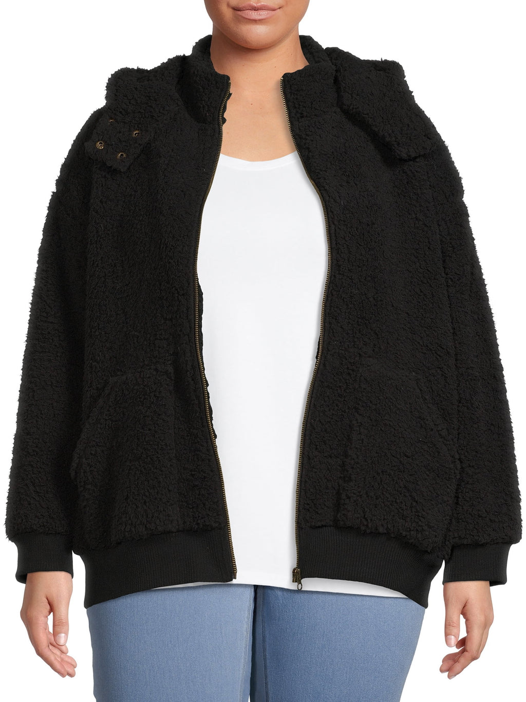Women's Plus Size Full Zip Sherpa Jacket