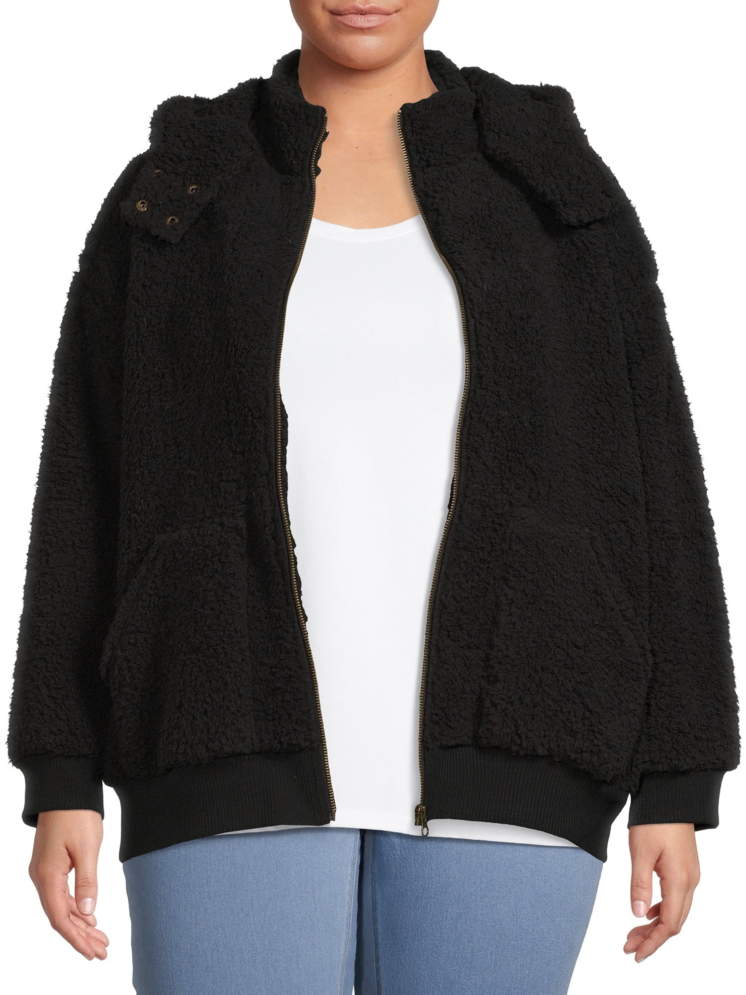 Women's Plus Size Full Zip Sherpa Jacket
