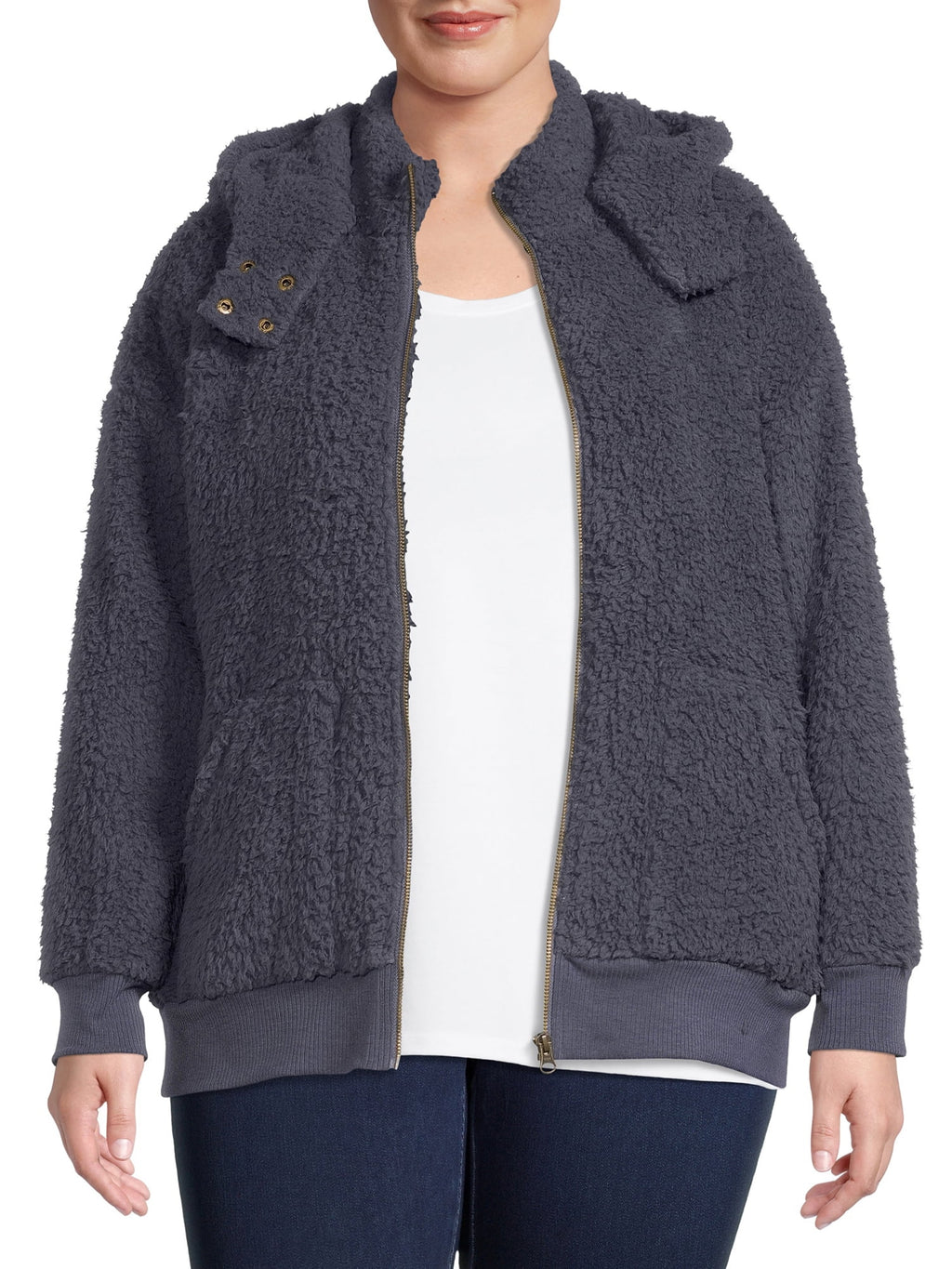 Women's Plus Size Full Zip Sherpa Jacket