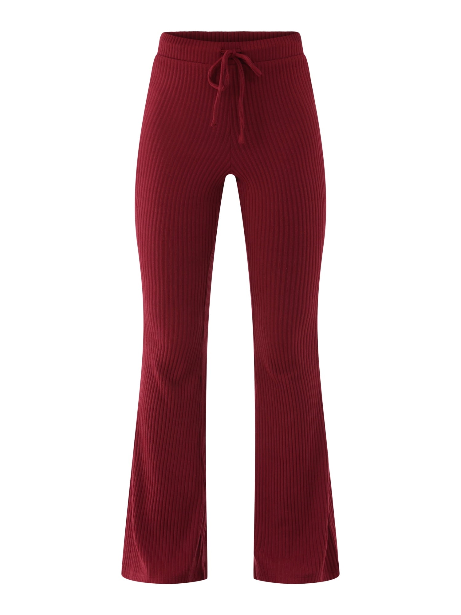 Brushed ribbed flared pants, women's