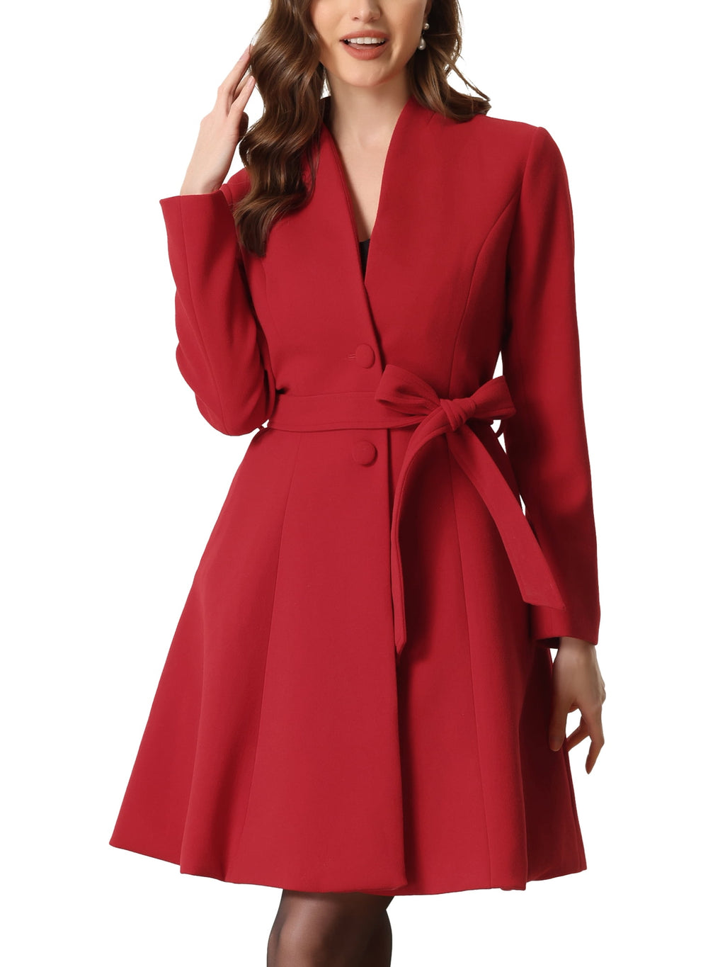 Women's Winter Outerwear Single Breasted Collarless Vintage Outerwear with Belt