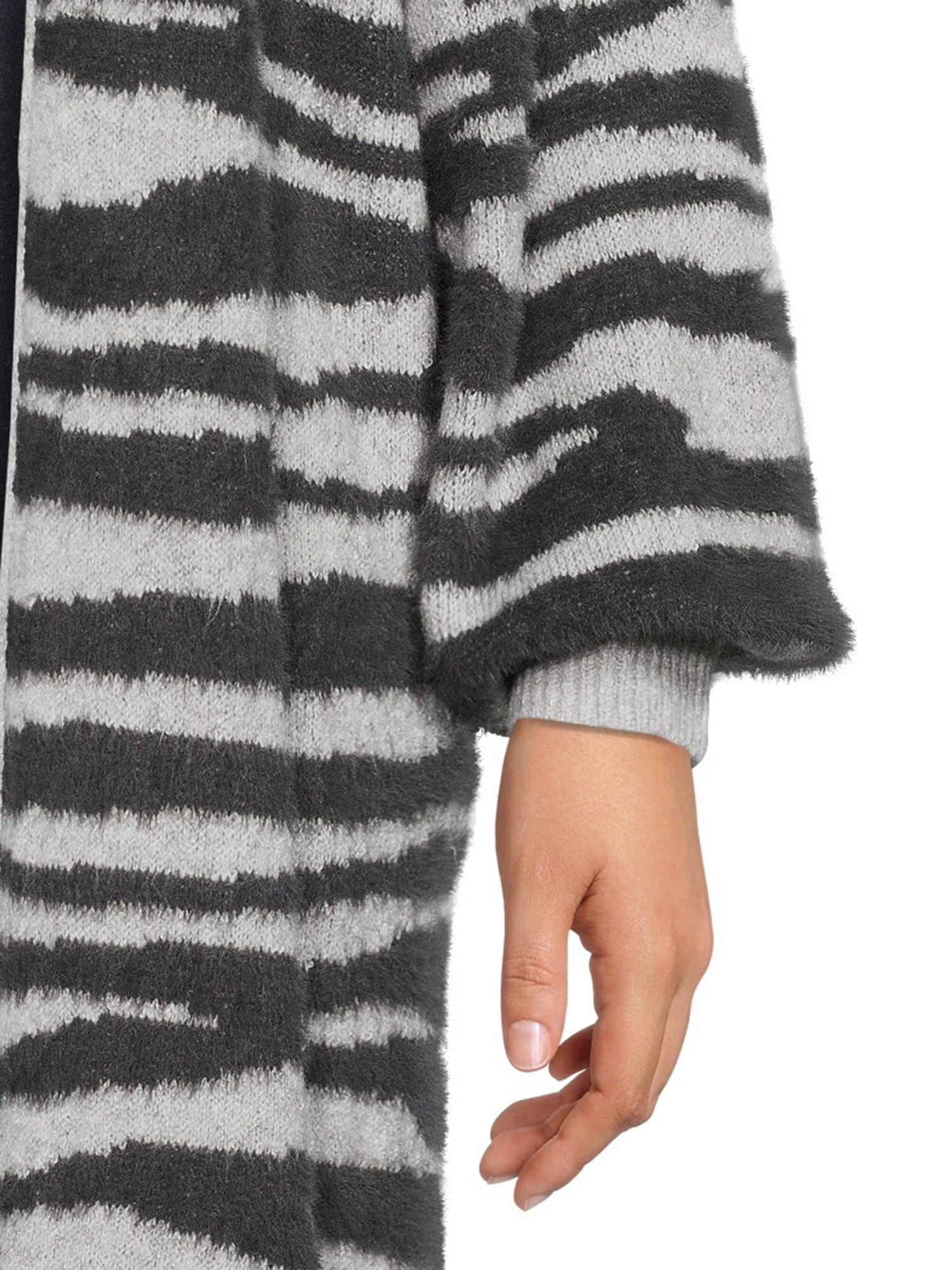 Women's Plus Size Jacquard Eyelash Duster Cardigan
