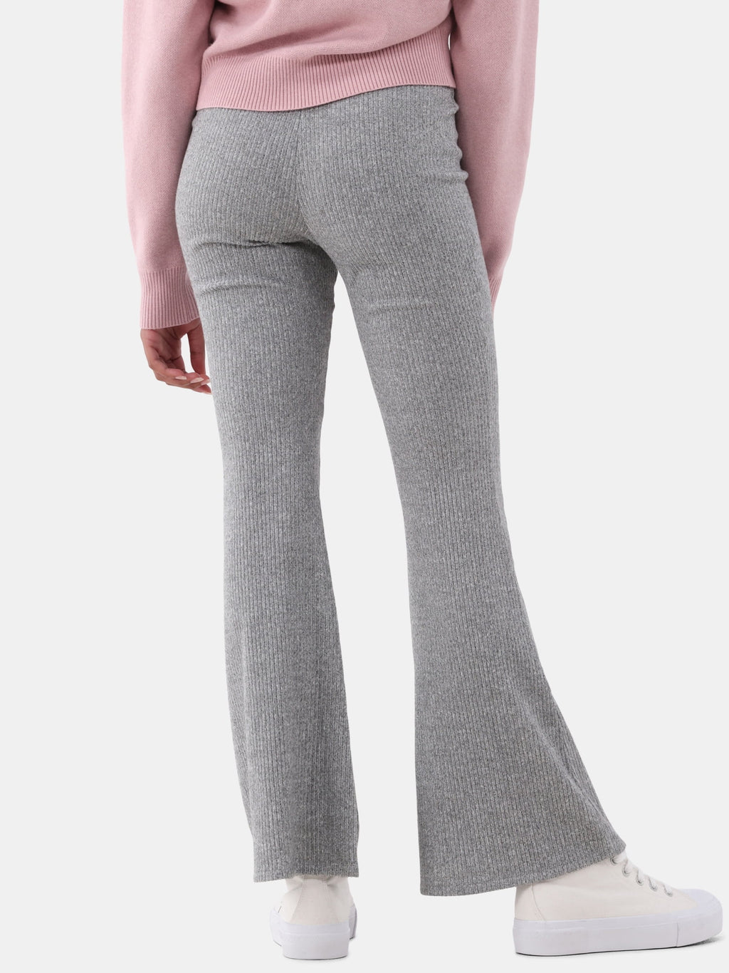 Brushed ribbed flared pants, women's