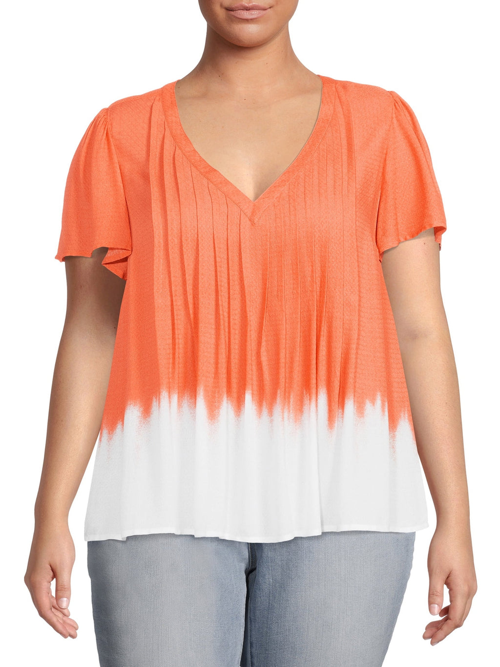 Women's Plus Size Pleated Short Sleeve Shirt