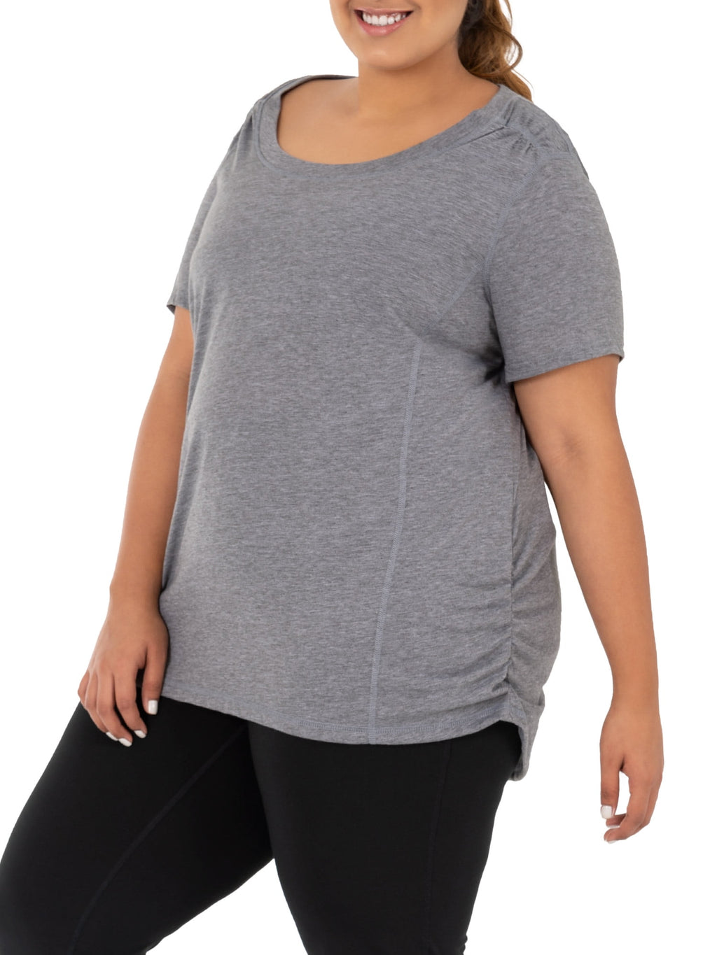 Women's Plus Size Crew Neck Pleated Tee