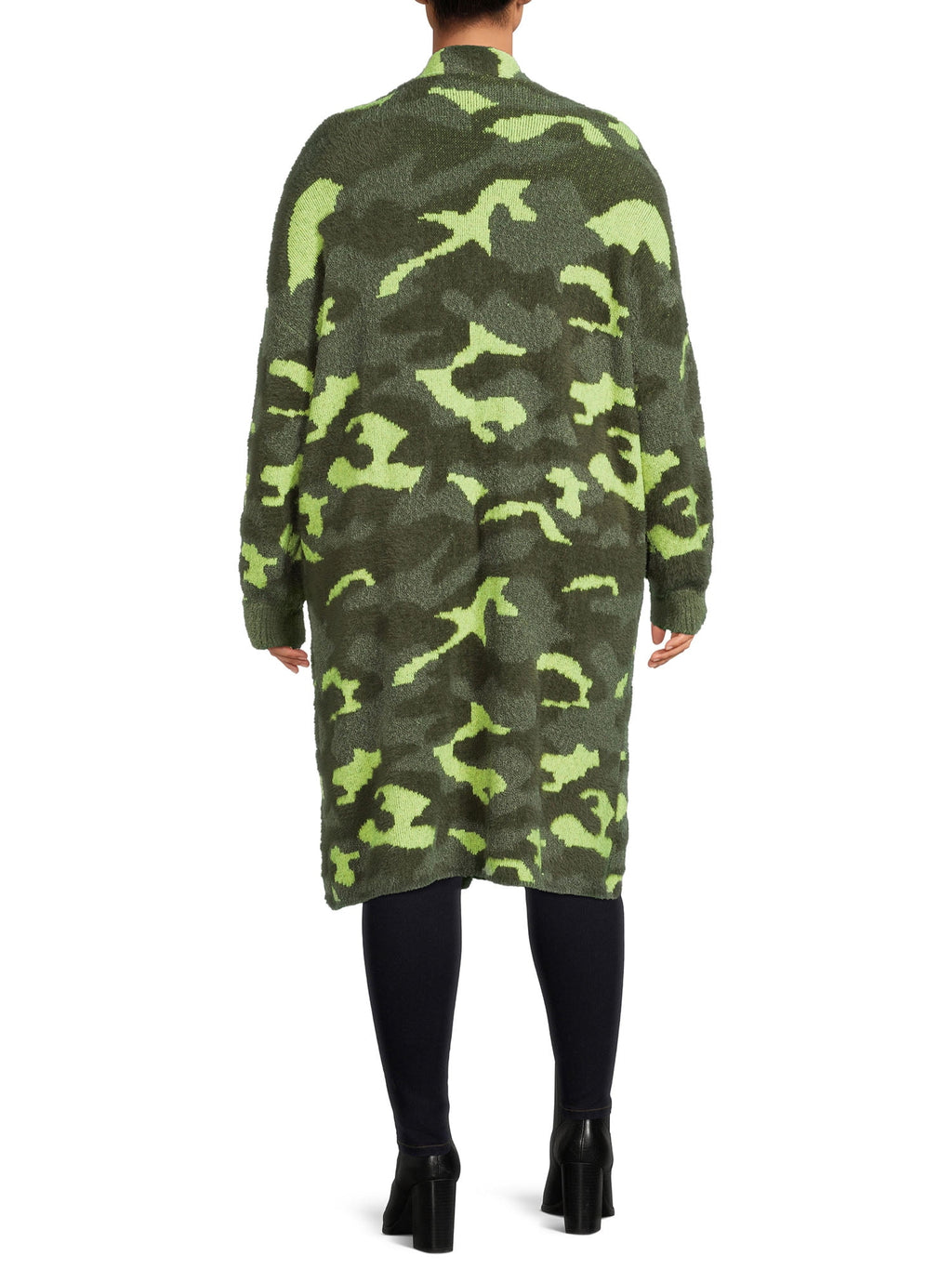 Women's Plus Size Jacquard Eyelash Duster Cardigan