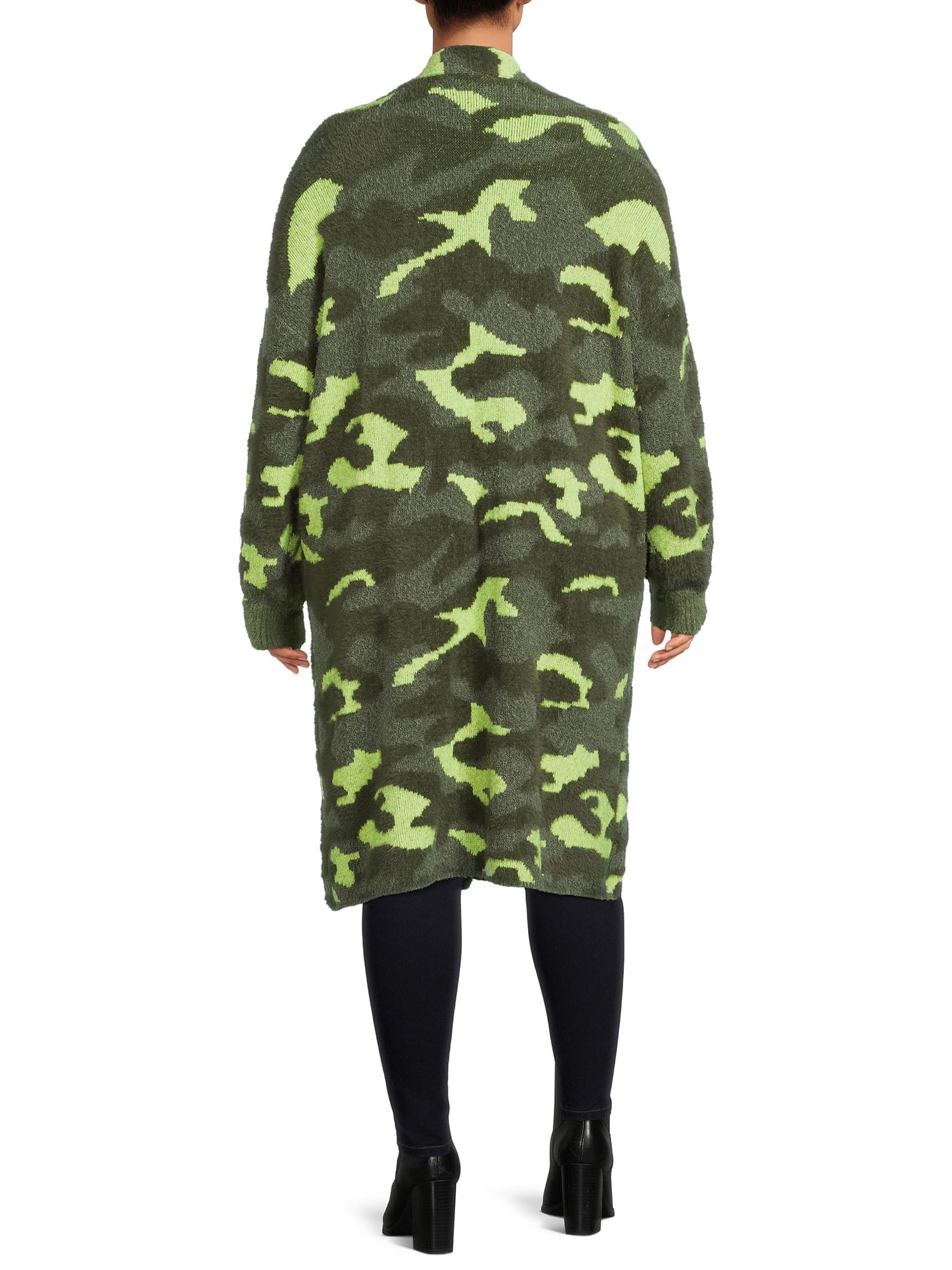 Women's Plus Size Jacquard Eyelash Duster Cardigan