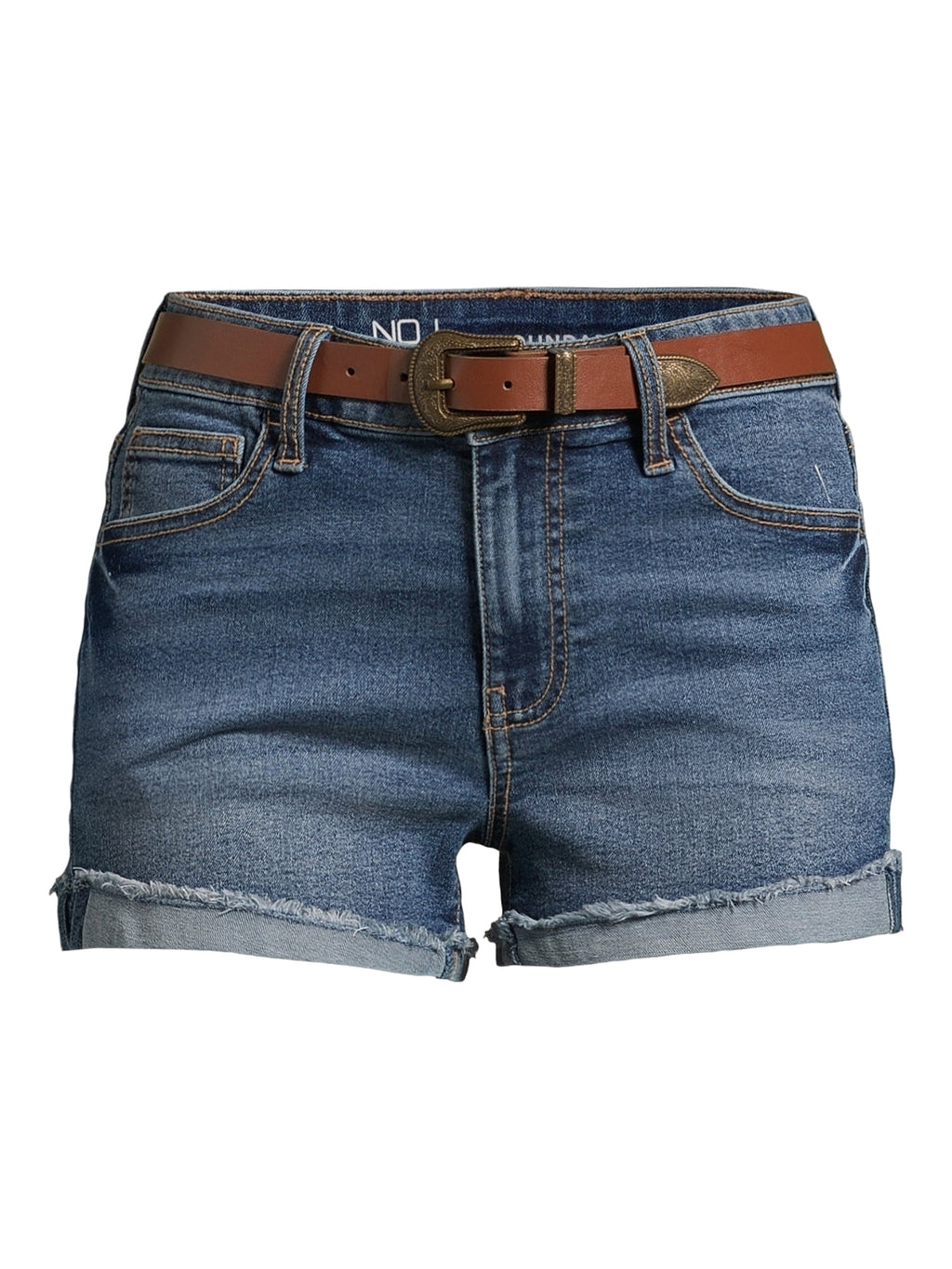 Women's waist belt denim shorts