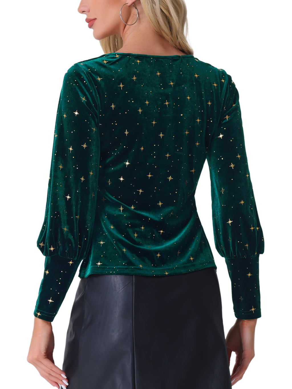Velvet Women's Metallic Christmas Crew Neck Long Sleeve Shirt Tops