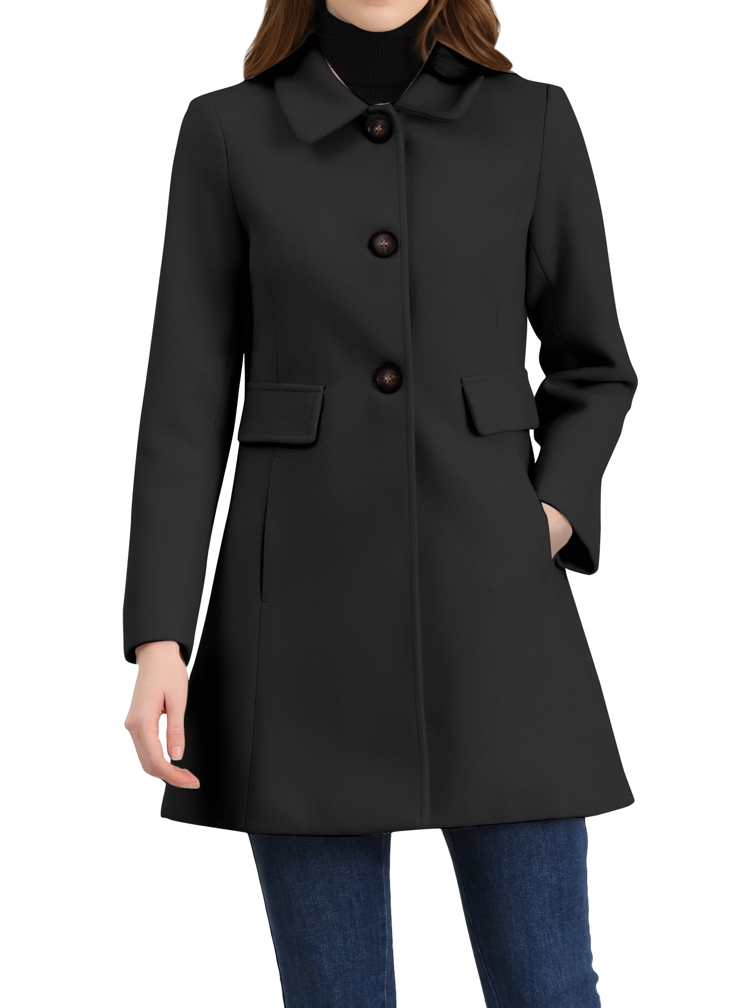 Women's Vintage Lapel Coat Single Breasted Mid-Length Winter Coat