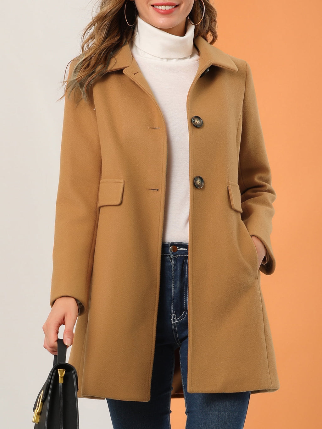 Women's Vintage Lapel Coat Single Breasted Mid-Length Winter Coat