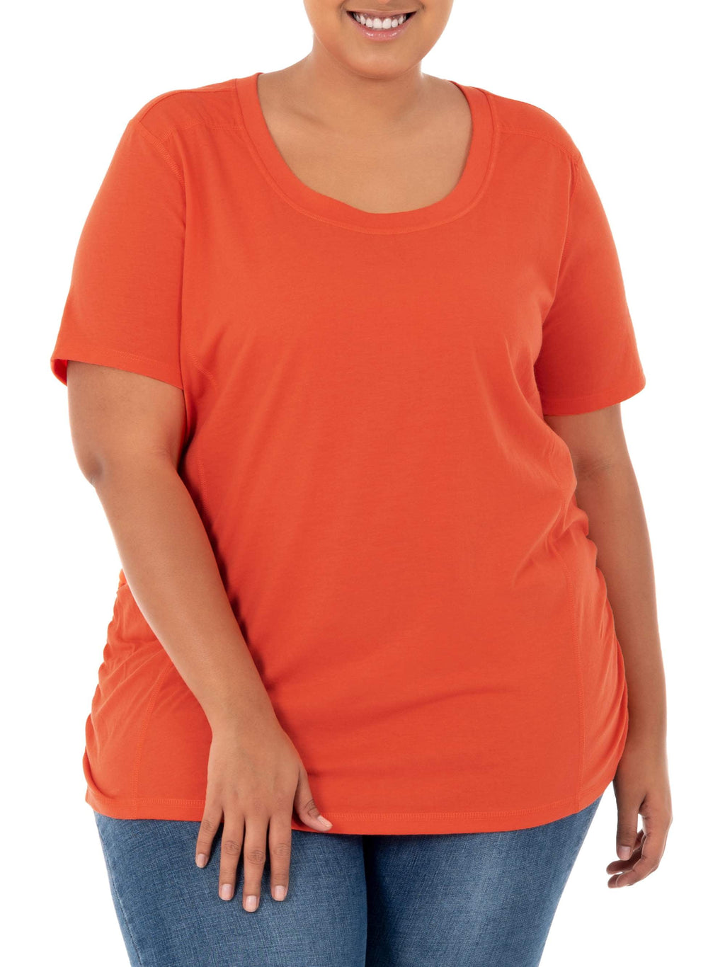 Women's Plus Size Crew Neck Pleated Tee