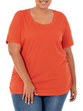 Women's Plus Size Crew Neck Pleated Tee