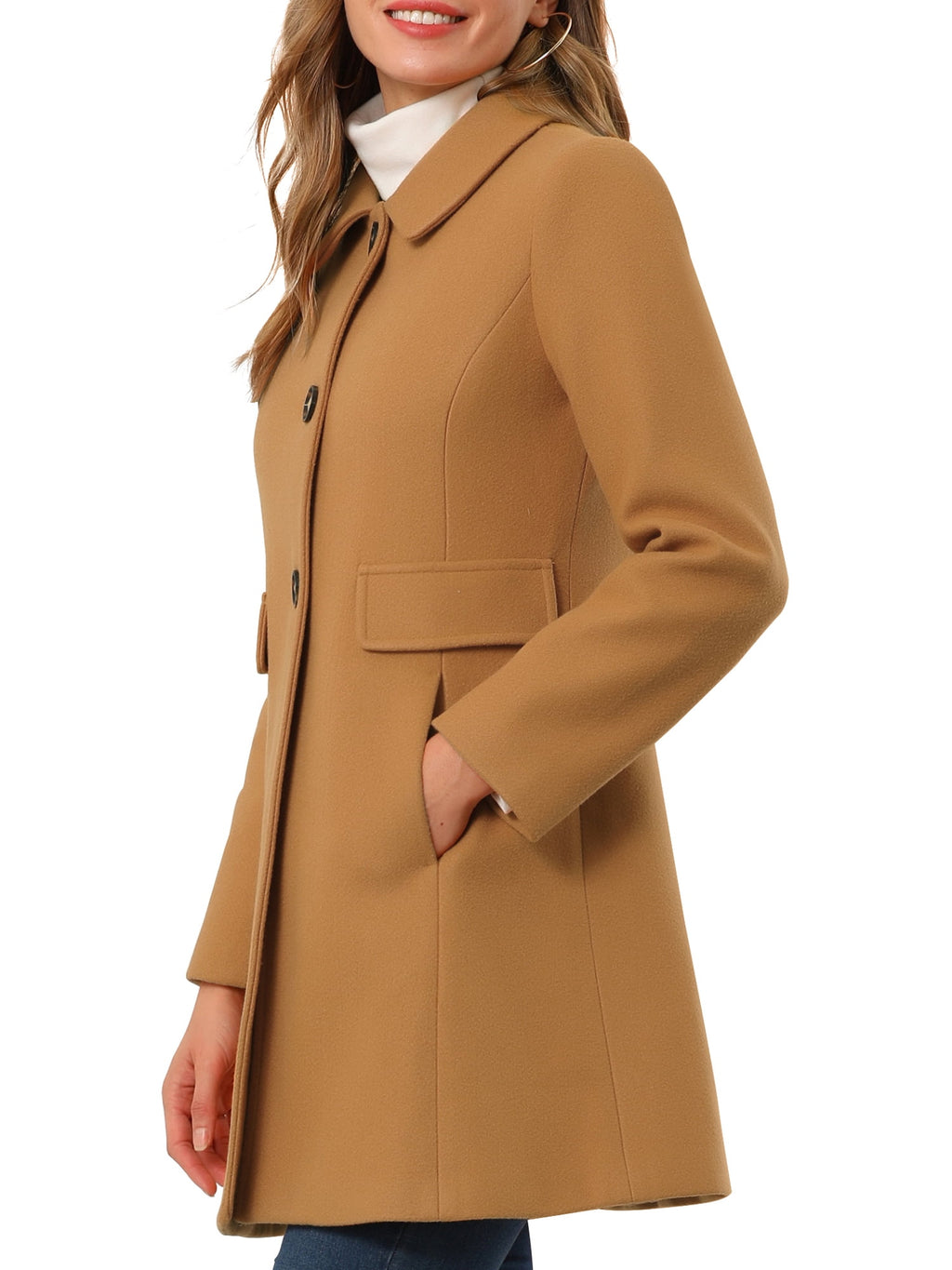 Women's Vintage Lapel Coat Single Breasted Mid-Length Winter Coat