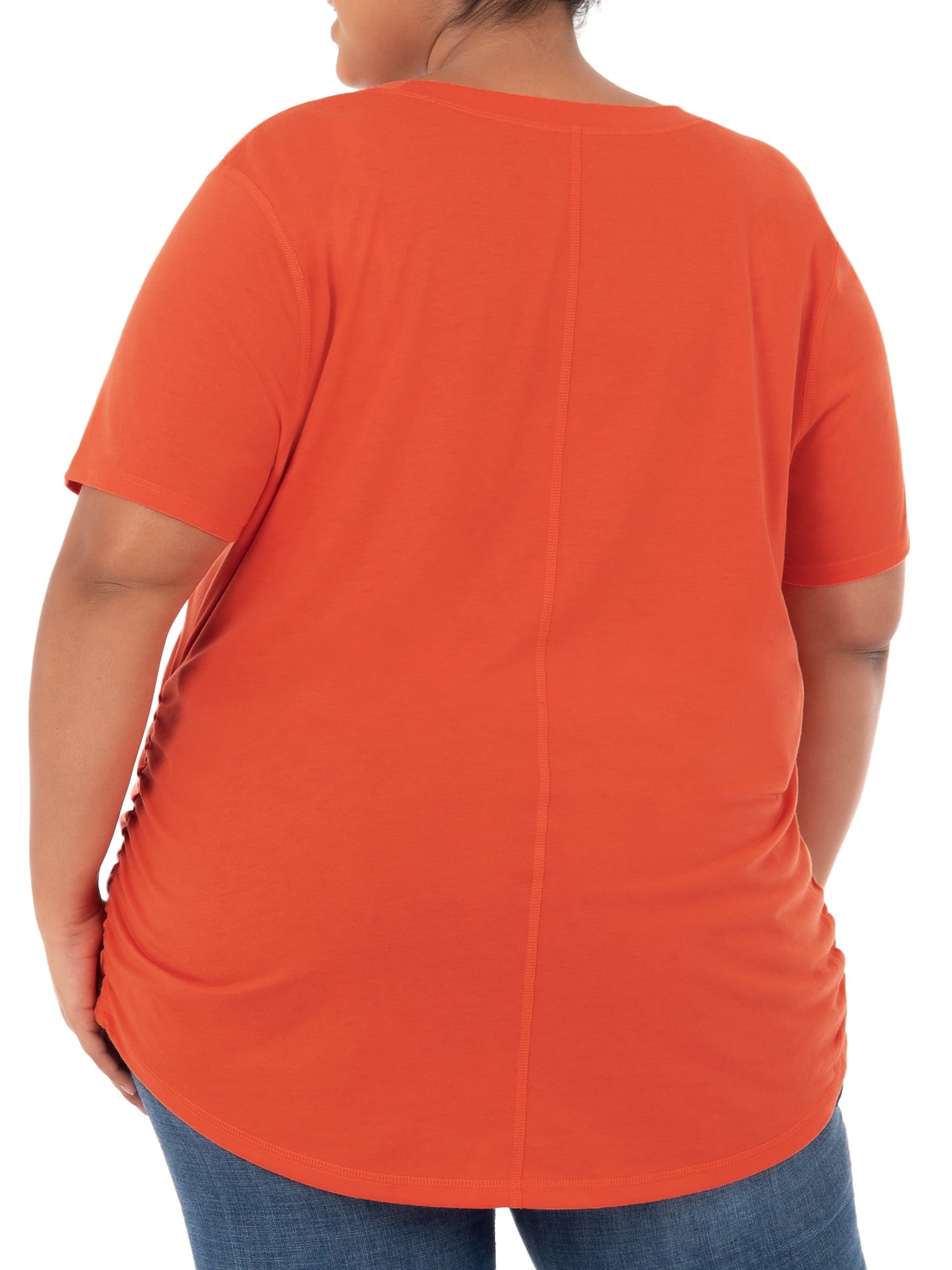 Women's Plus Size Crew Neck Pleated Tee