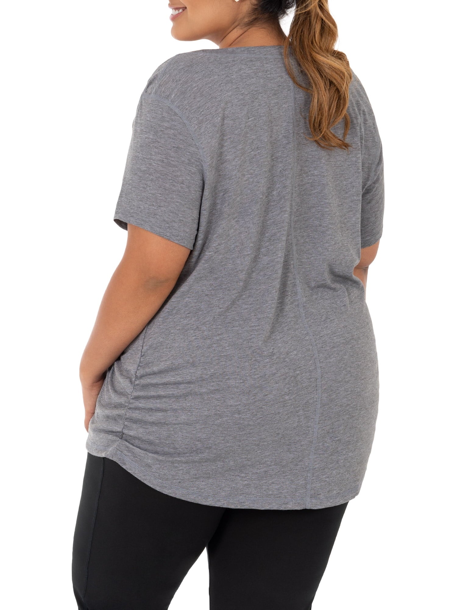 Women's Plus Size Crew Neck Pleated Tee