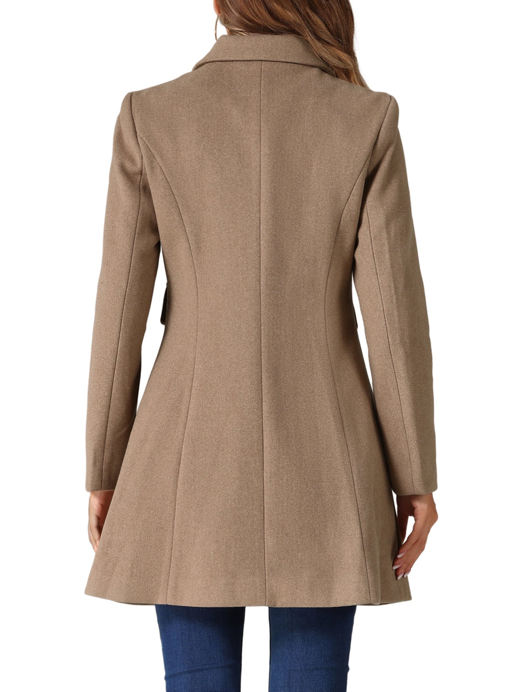 Women's Vintage Lapel Collared Overcoat Single Breasted Mid-Long Winter Coat