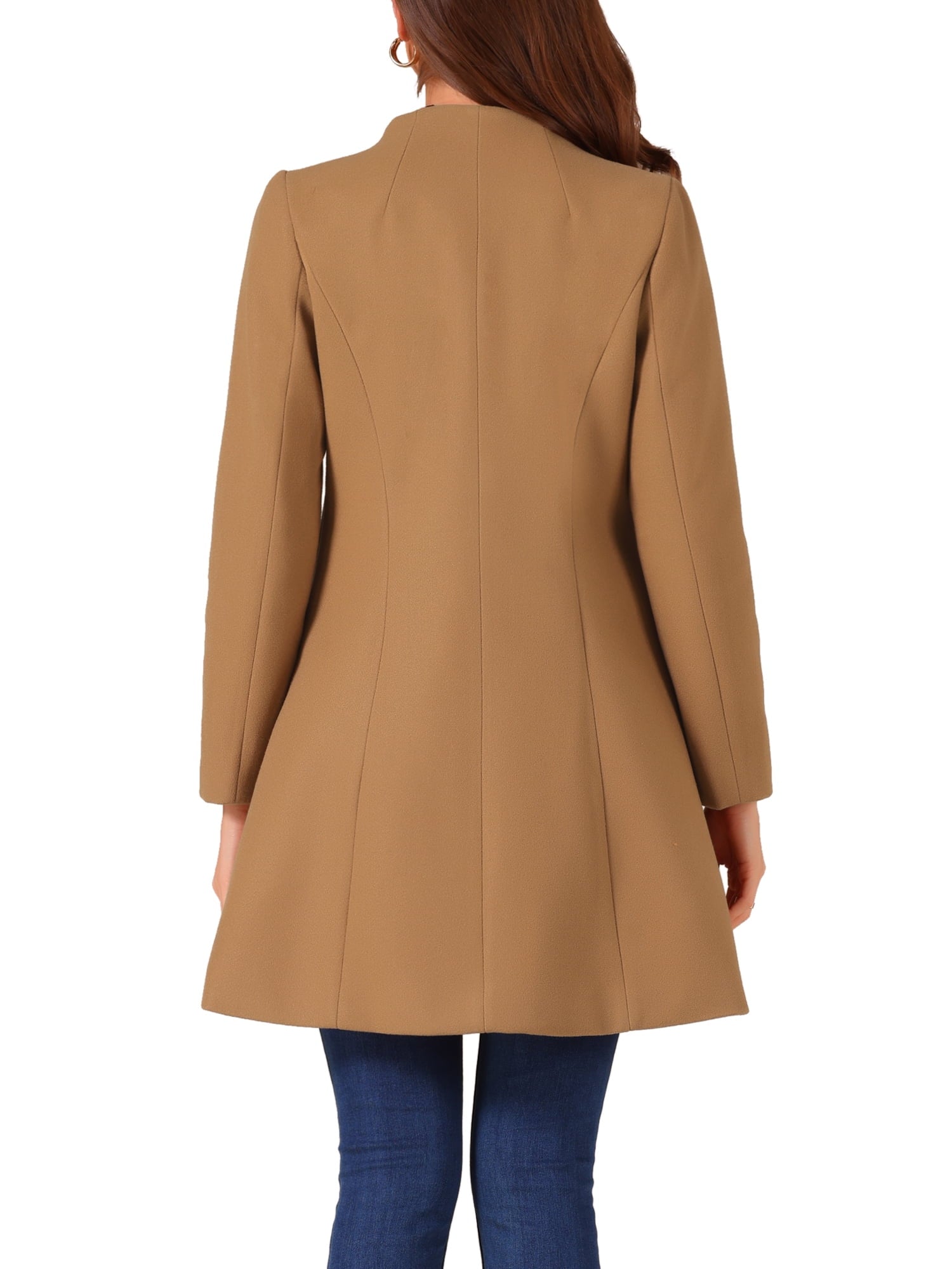 Women's Elegant Winter V Neck Long Sleeve Single Breasted Long Coat