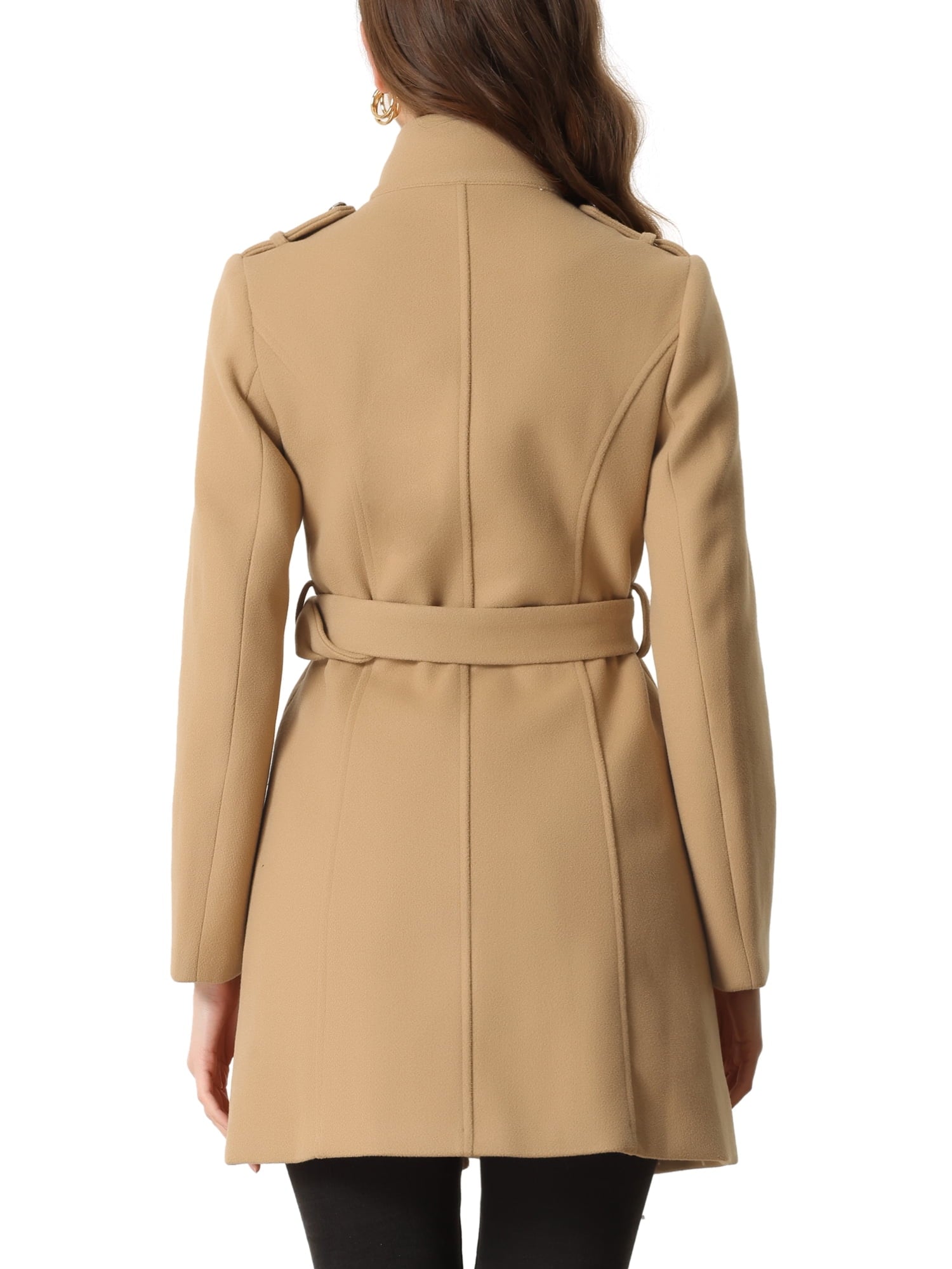 Classic Stand Collar Coat Women's Zippered Windbreaker with Belt