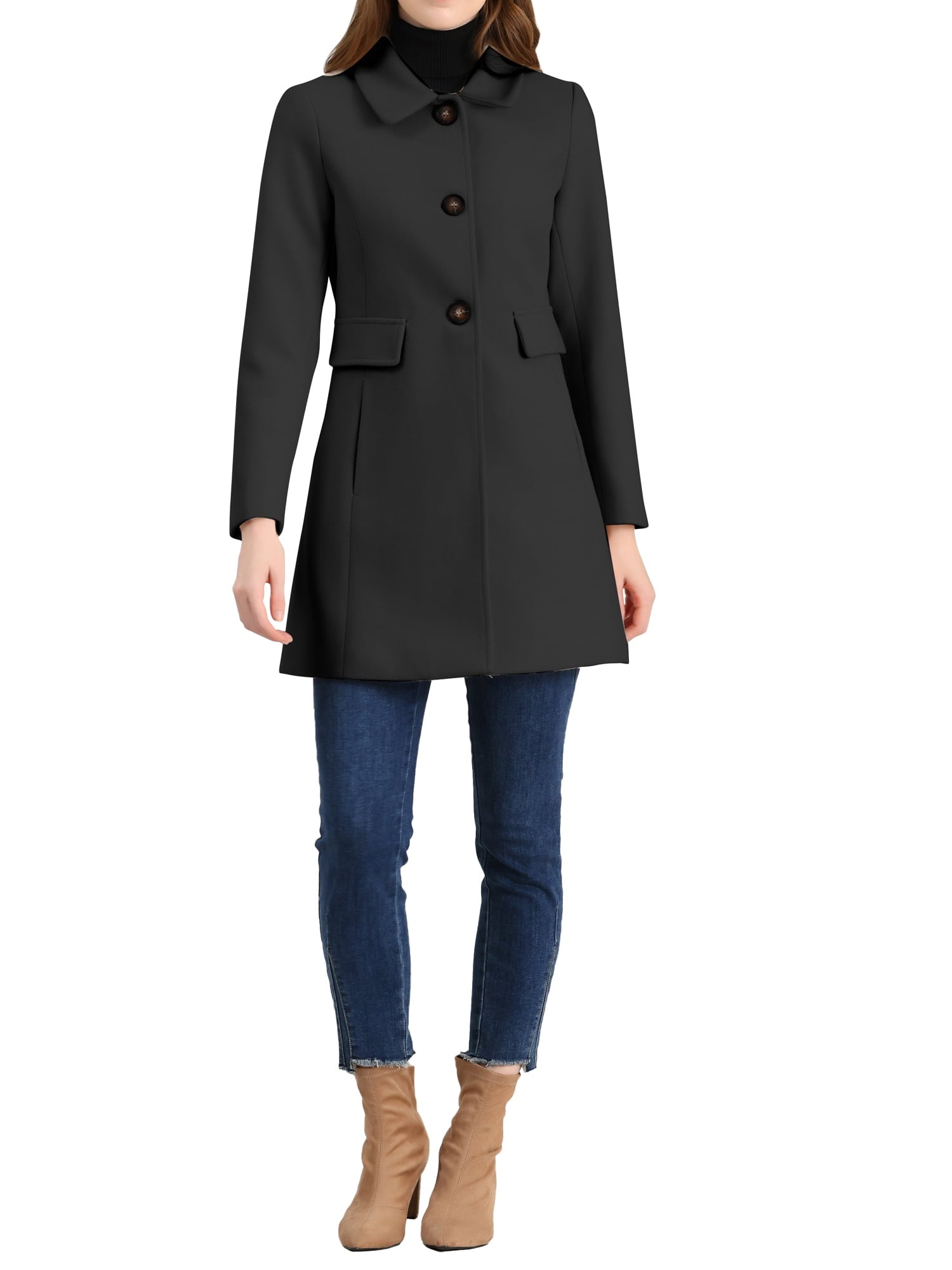 Women's Vintage Lapel Coat Single Breasted Mid-Length Winter Coat