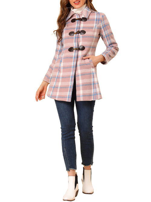 Ladies Lapel Plaid Cowhide Long Coat