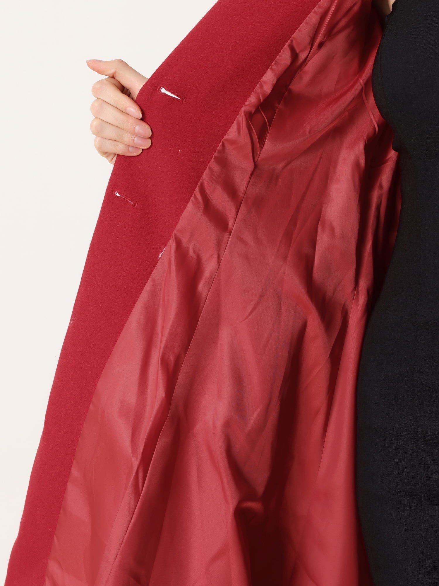 Women's Winter Outerwear Single Breasted Collarless Vintage Outerwear with Belt