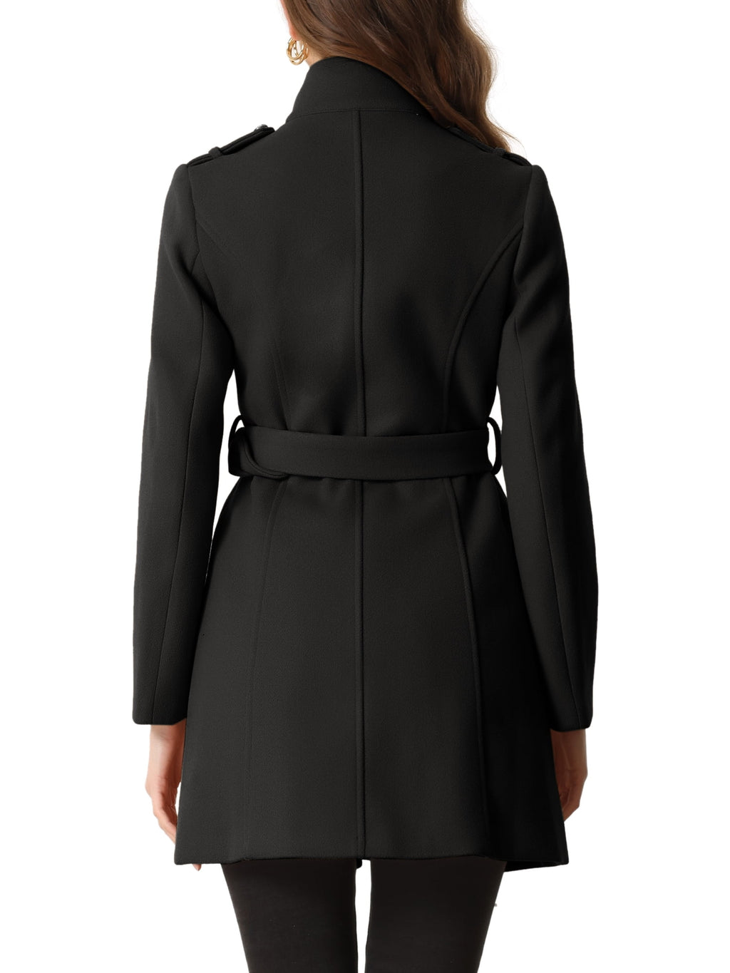 Classic Stand Collar Coat Women's Zippered Windbreaker with Belt