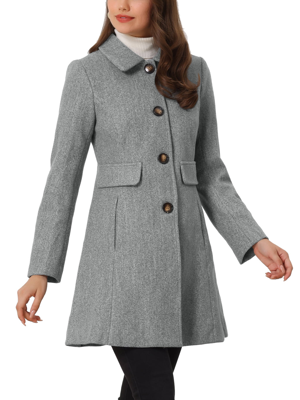 Women's Vintage Lapel Coat Single Breasted Mid-Length Winter Coat