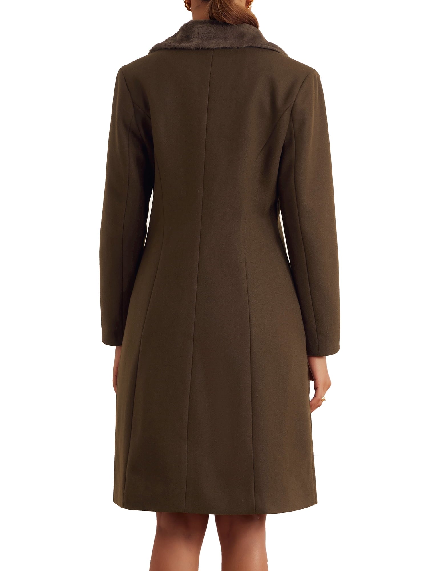 Faux Fur Lapel Coat for Women's Fashion Double-Breasted Winter Warm Coats