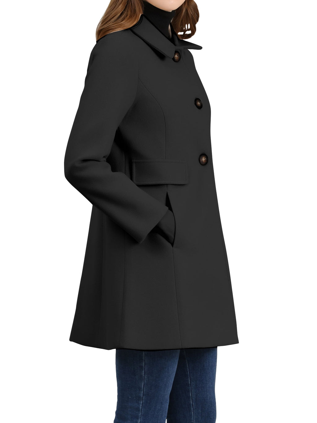 Women's Vintage Lapel Coat Single Breasted Mid-Length Winter Coat