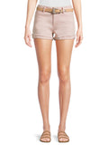 Women's waist belt denim shorts