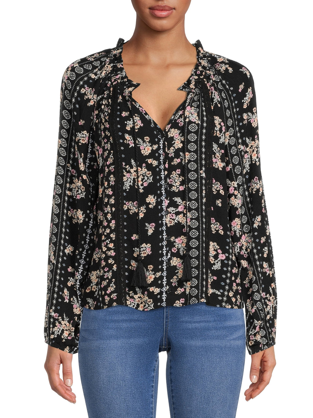 Printed Peasant Top
