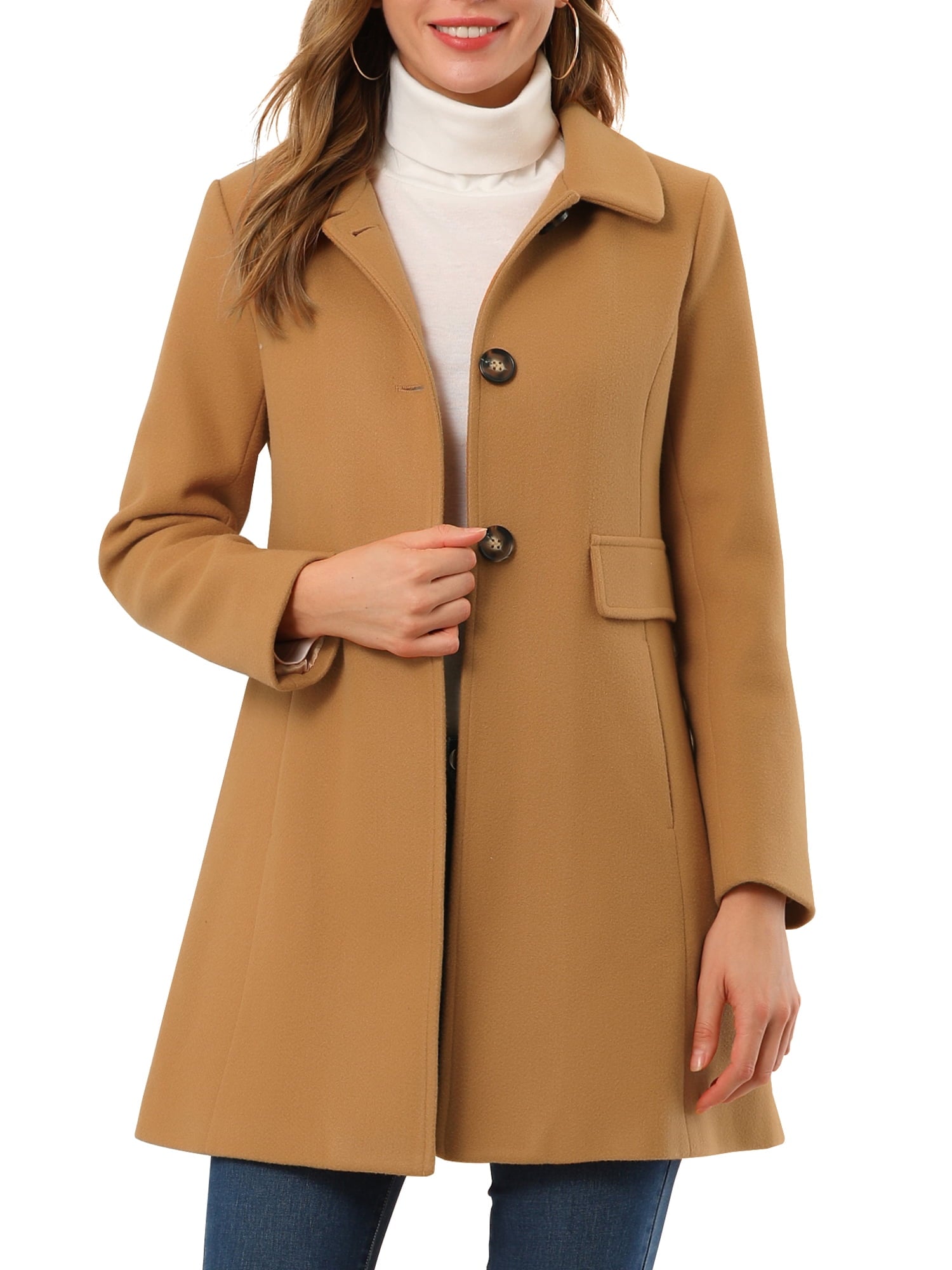 Women's Vintage Lapel Coat Single Breasted Mid-Length Winter Coat
