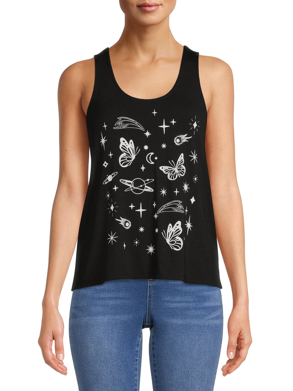 Sleeveless Tie Back Graphic Tank Top