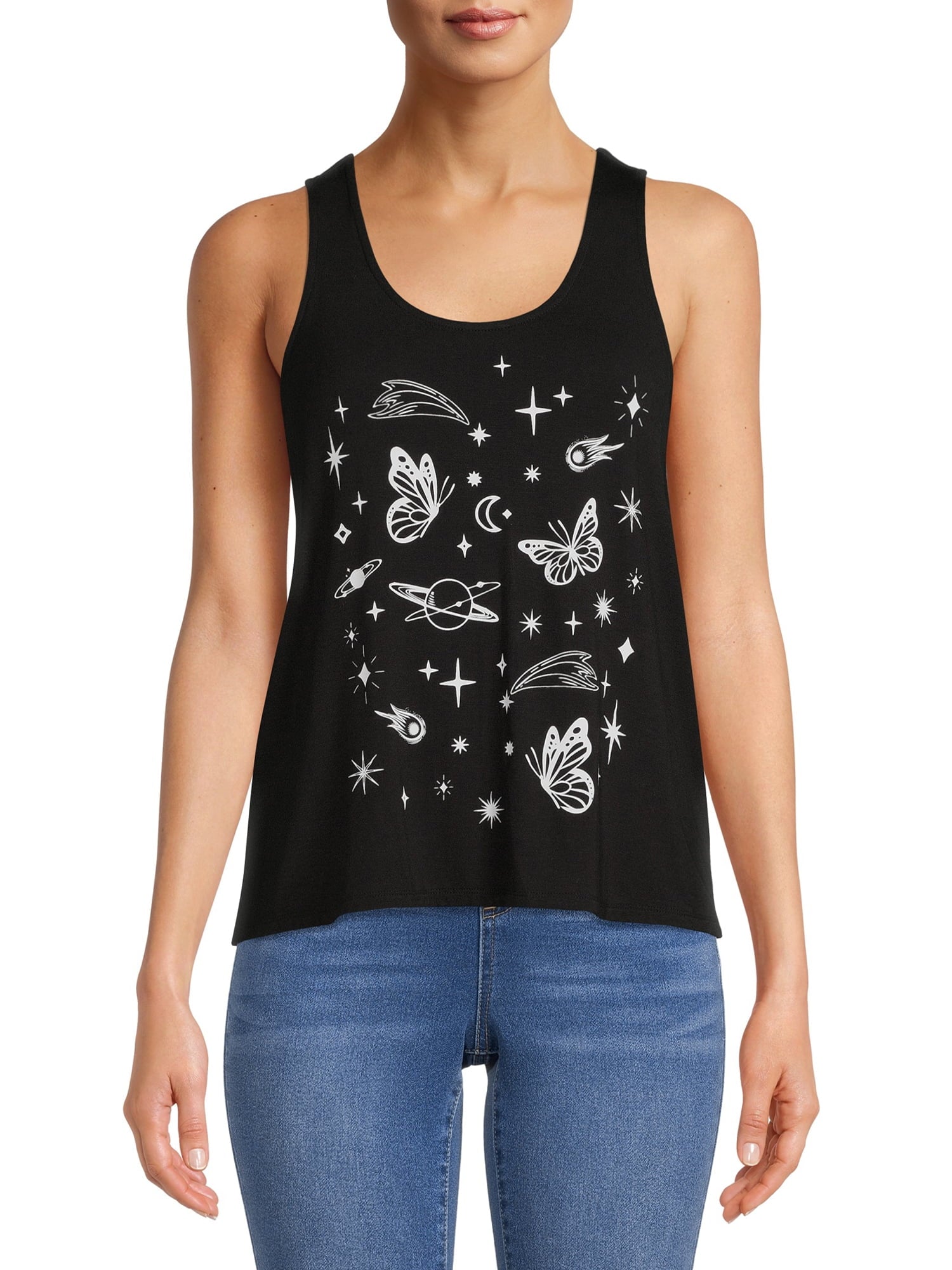 Sleeveless Tie Back Graphic Tank Top