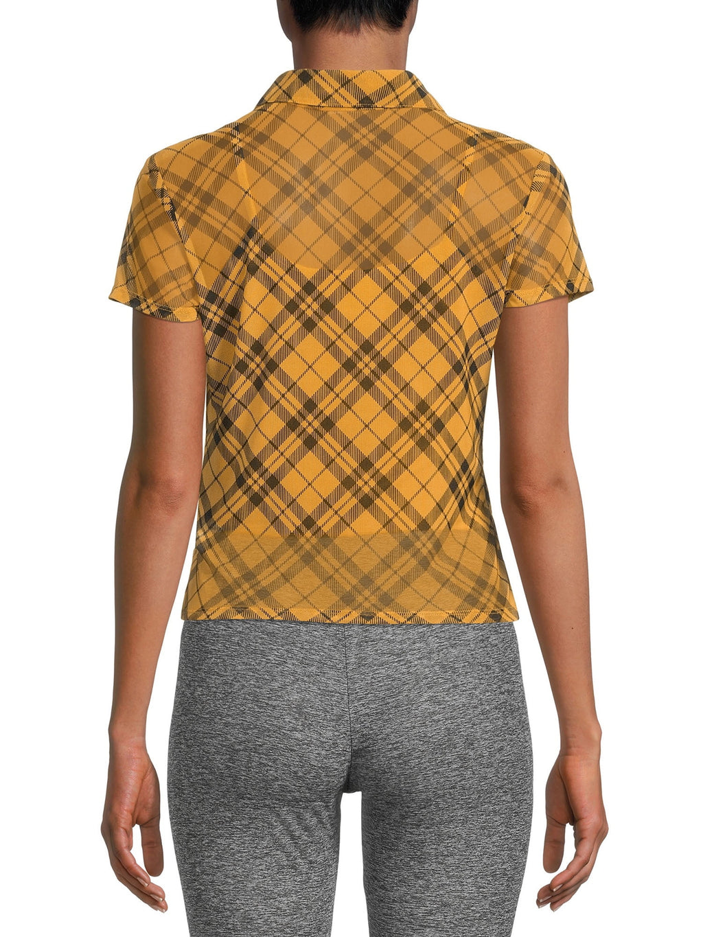 Printed mesh shirt with camisole, two-piece set