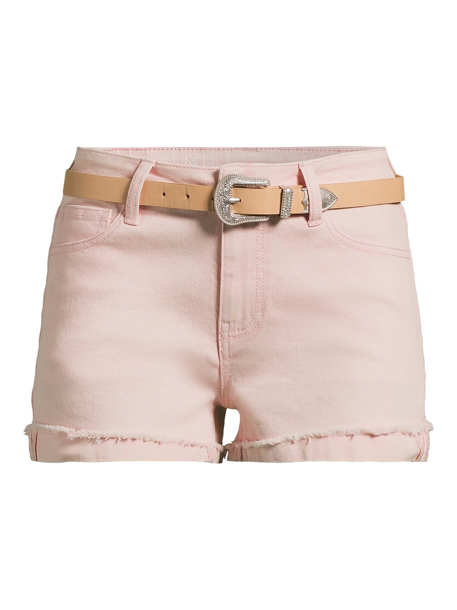 Women's waist belt denim shorts