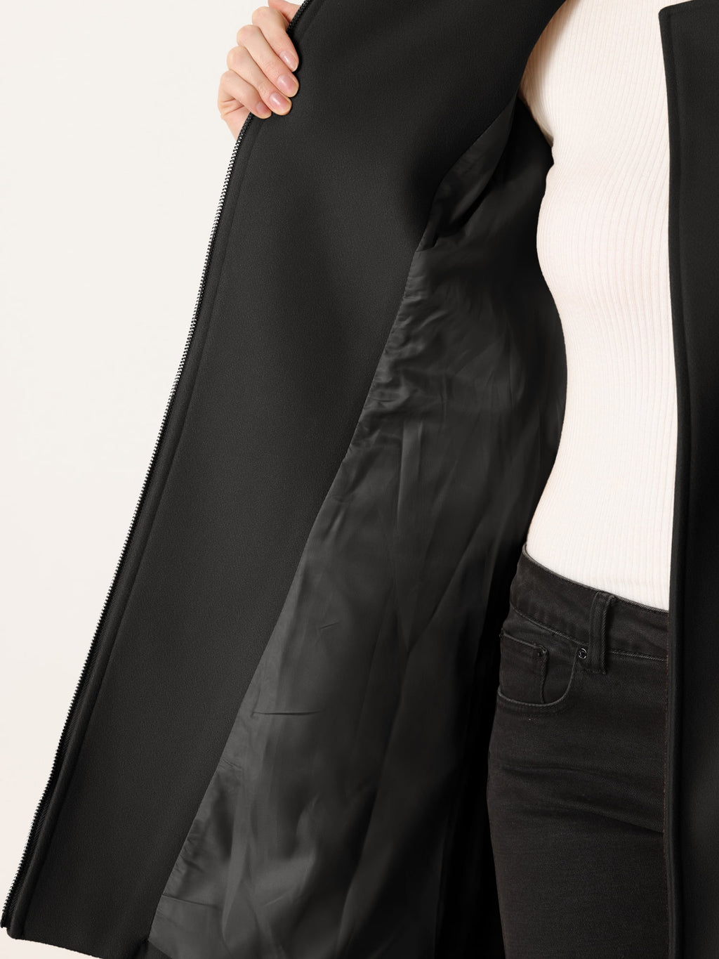 Classic Stand Collar Coat Women's Zippered Windbreaker with Belt