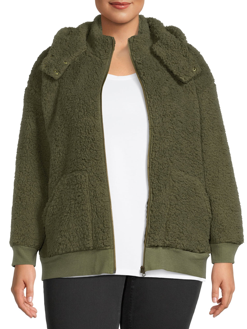 Women's Plus Size Full Zip Sherpa Jacket