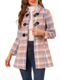 Ladies Lapel Plaid Cowhide Long Coat