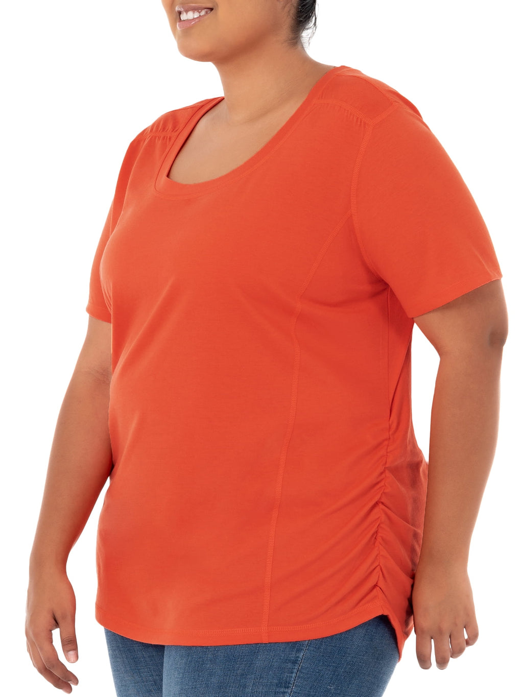Women's Plus Size Crew Neck Pleated Tee