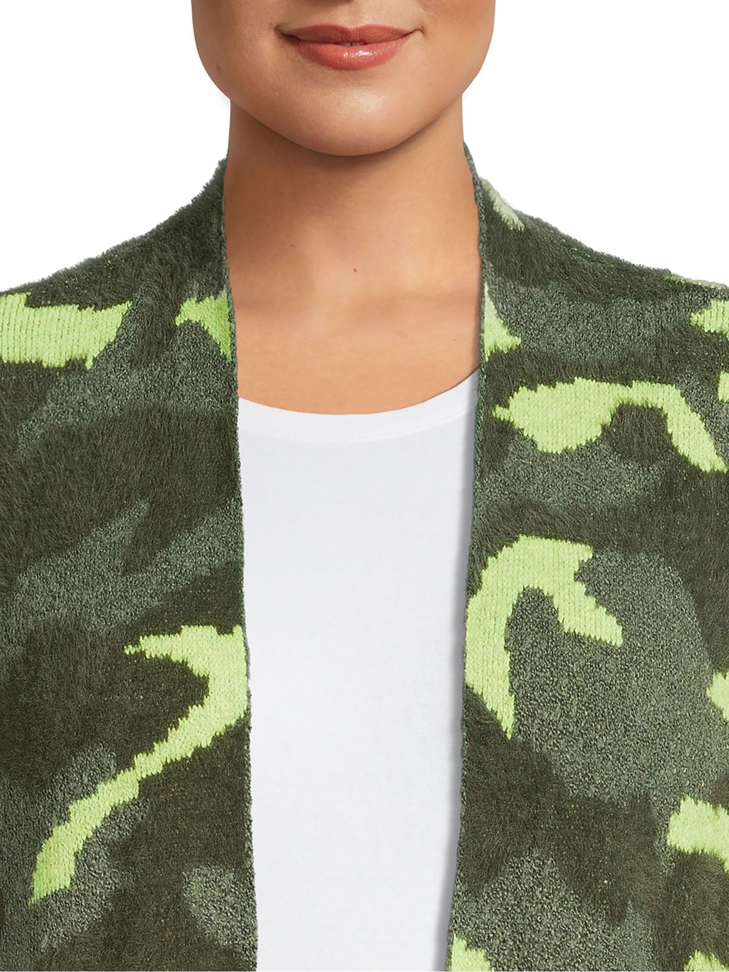 Women's Plus Size Jacquard Eyelash Duster Cardigan