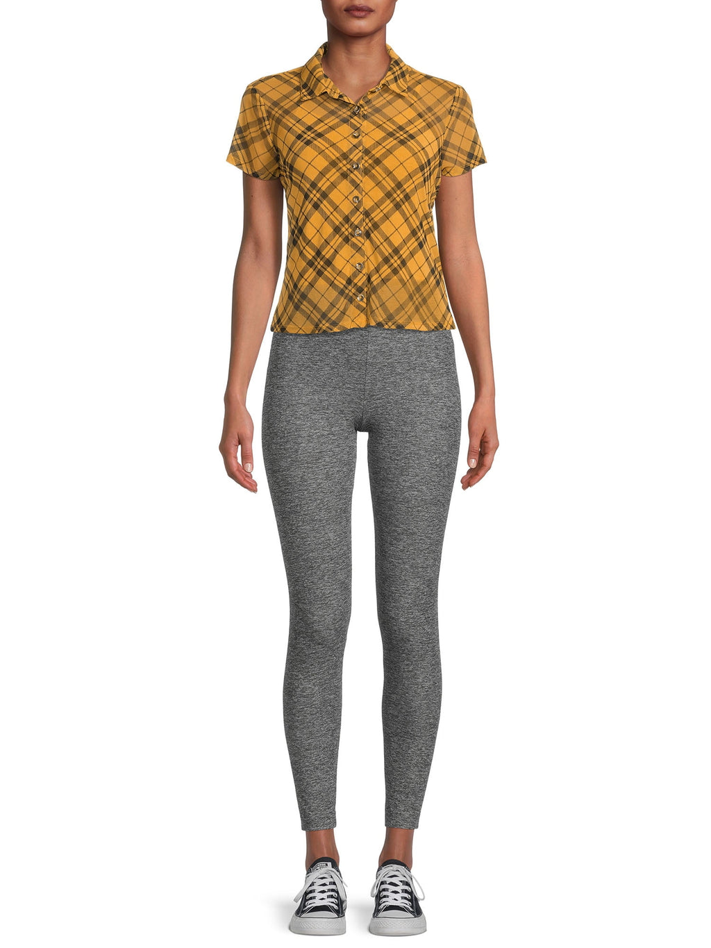 Printed mesh shirt with camisole, two-piece set