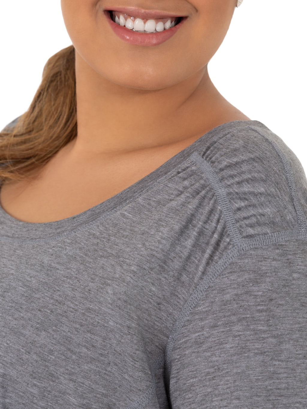 Women's Plus Size Crew Neck Pleated Tee