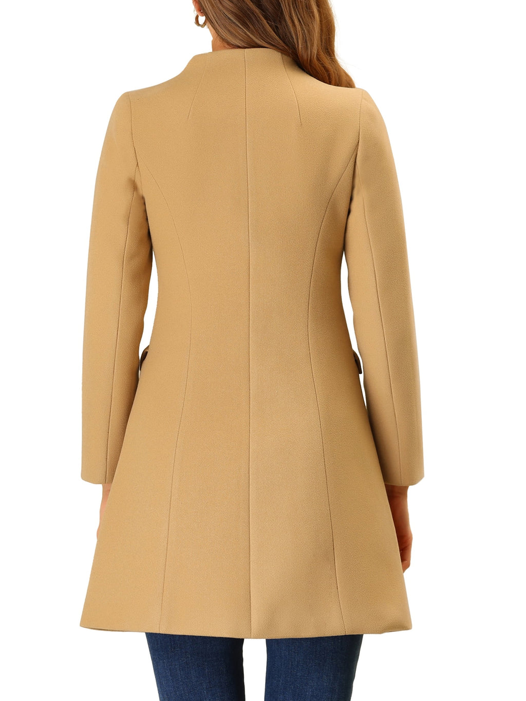 Women's Elegant Winter V Neck Long Sleeve Single Breasted Long Coat