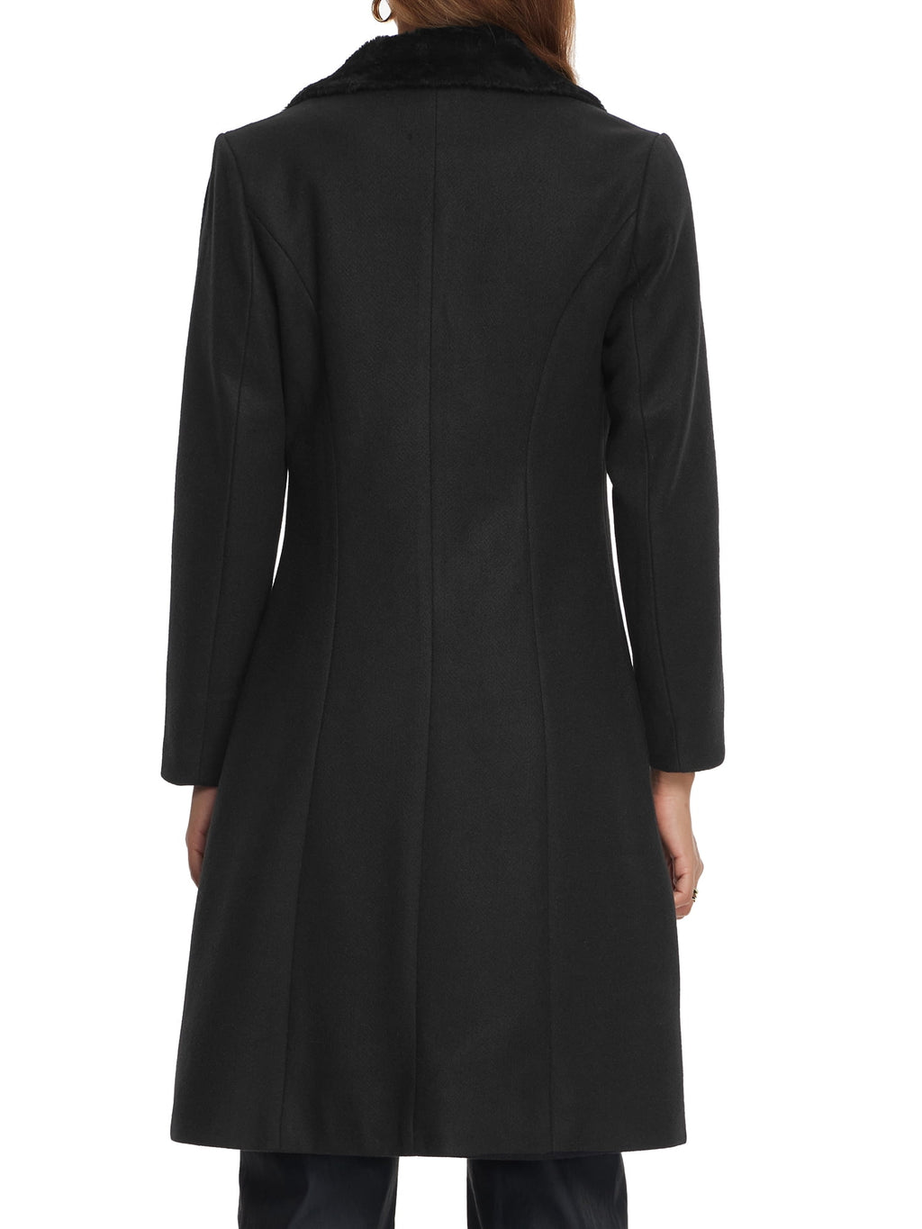 Women's Fashion Faux Fur Lapel Coat Double Breasted Winter Warm Coat